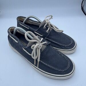 Sperry Boat Shoes Mens Sz 8.5 Blue Canvas Bahama Deck Loafers